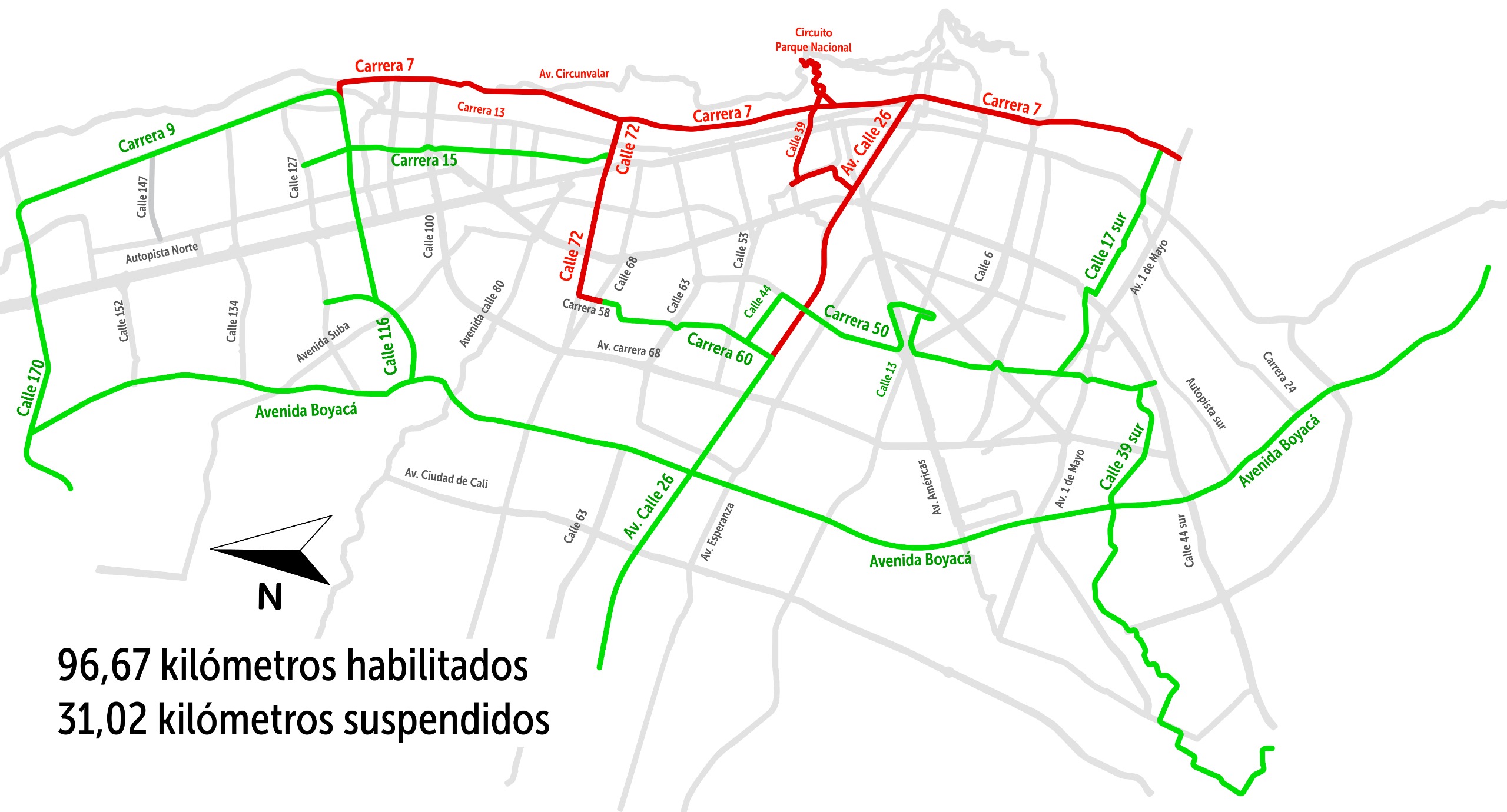 Mapa de Ciclovía habilitada