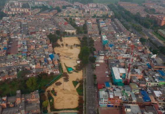 vista aérea de parque en obra